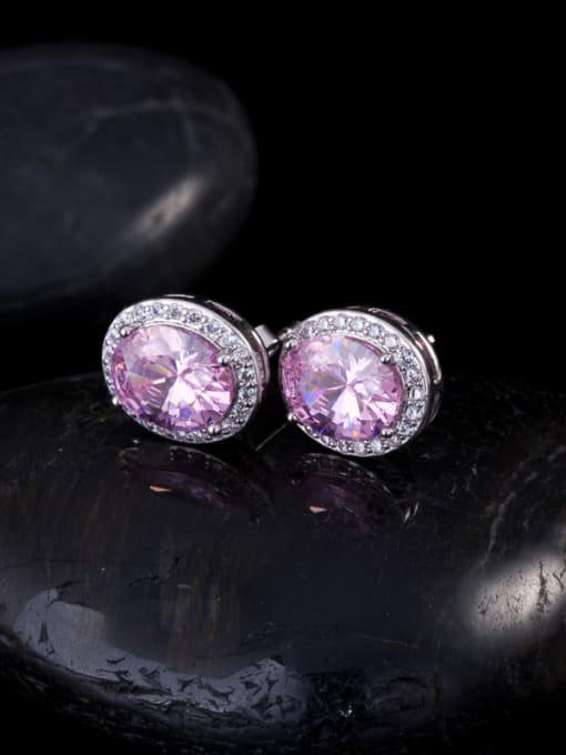 Pink Noble AAA Zircons Stud Cluster earring