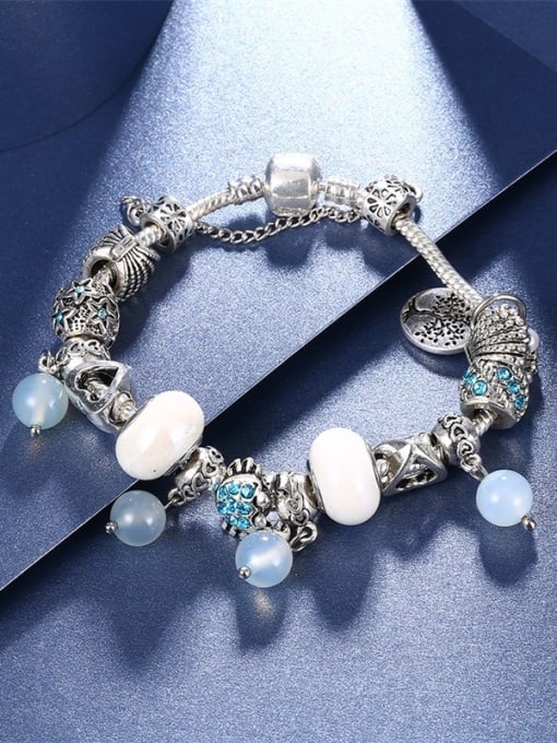 Silvery Exquisite Geometric Shaped Glass Stone Bracelet