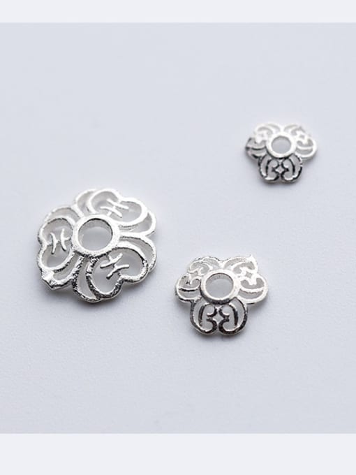 FAN 925 Sterling Silver With Silver Plated Trendy Flower Bead Tips 0