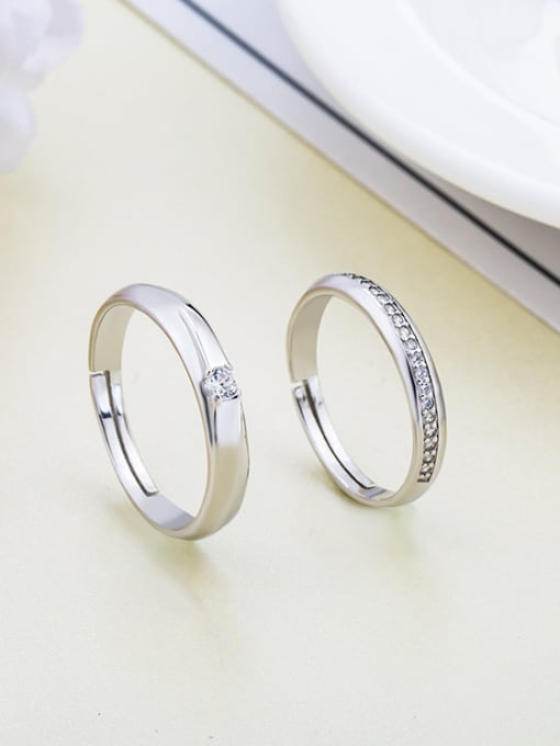 Heng Ai opens his mouth to give precepts 925 Sterling Silver With Cubic Zirconia Simplistic  loves  Band Rings