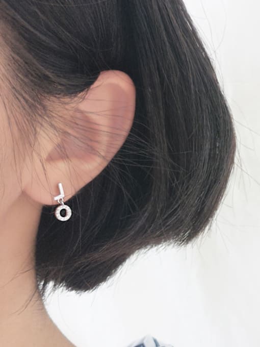 Peng Yuan Asymmetrical LOVE Silver Stud Earrings 1