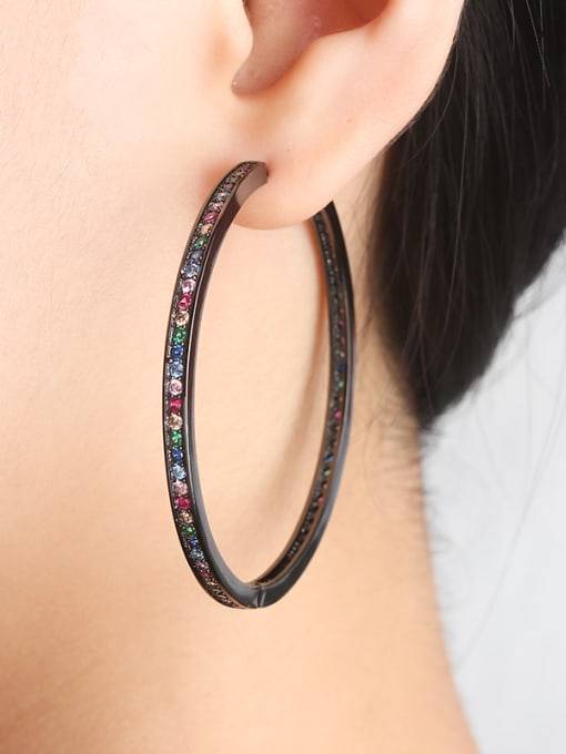 ROSS Copper With  Cubic Zirconia Trendy Round Hoop Earrings 1