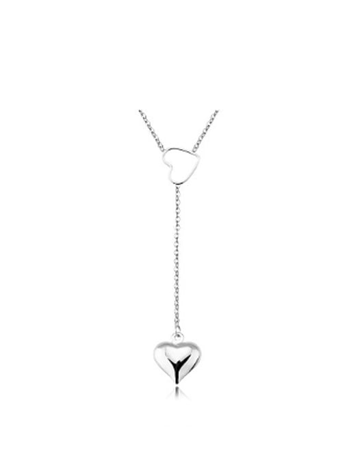 OUXI Simple Heart shapes Platinum Plated Necklace 0