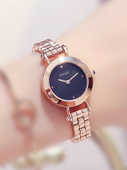Black GUOU Brand Simple Women Wristwatch