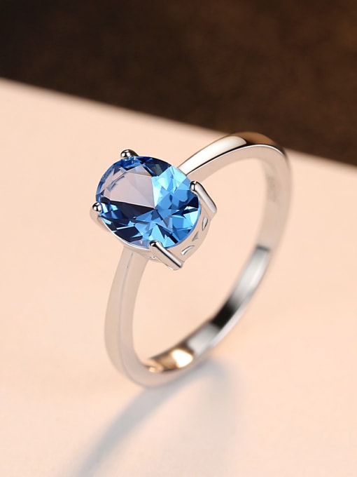 CCUI Sterling silver sky blue semi-precious stones minimalist ring 0