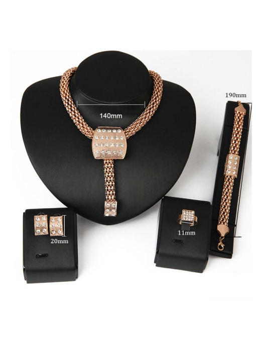 BESTIE 2018 Alloy Imitation-gold Plated Vintage style Rhinestone Four Pieces Jewelry Set 2