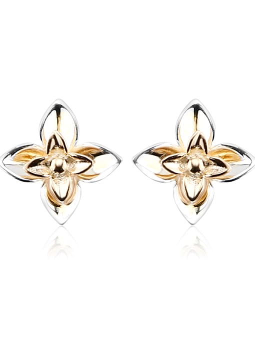 Gold 18K Gold  S925 Silver Flower-shaped stud Earring
