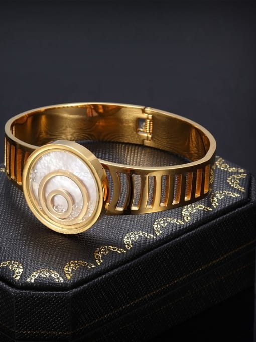 Gold Titanium Steel Watch Shape Zircon Bracelet
