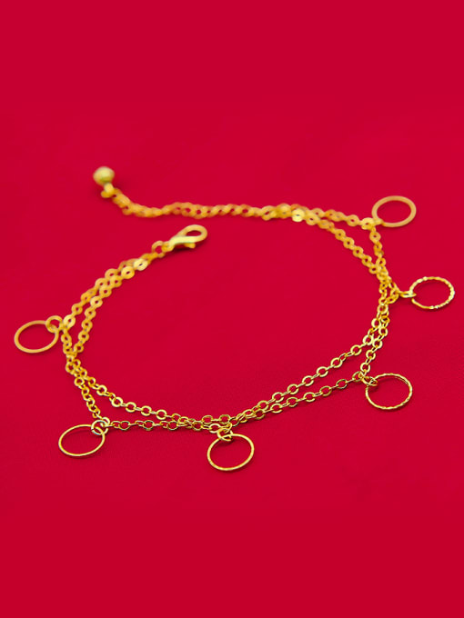 golden Women Two Layer Circles Foot Jewelry