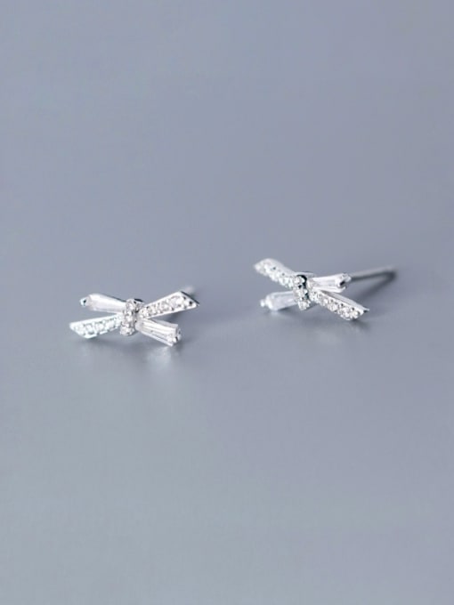 Rosh 925 Sterling Silver With Silver Plated Simplistic Bowknot Stud Earrings 0
