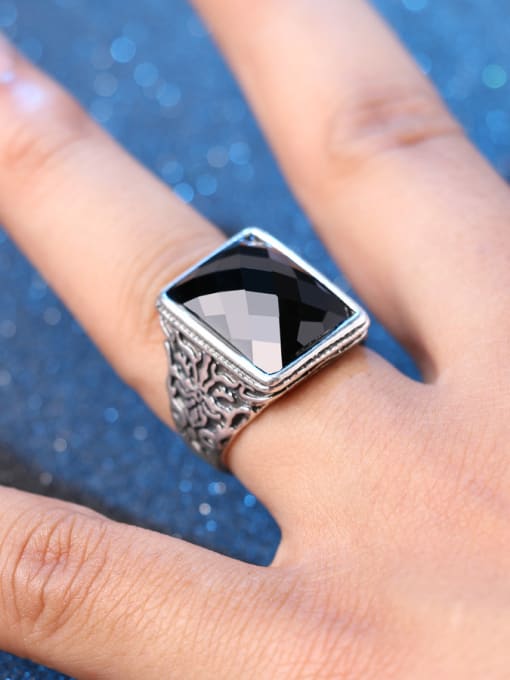 Gujin Personalized Retro Black Resin Alloy Ring 1