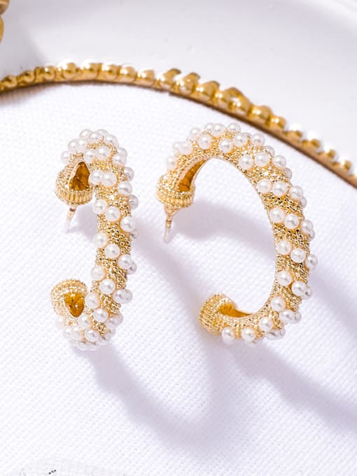 Girlhood Alloy  With Gold Plated Fashion Charm  Imitation Pearl Stud Earrings 1