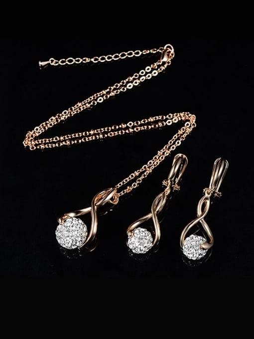 BESTIE Alloy Imitation-gold Plated Fashion Eight-shaped CZ Two Pieces Jewelry Set 1
