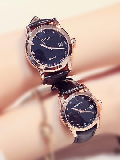 large size GUOU Brand Simple Numberless Lovers Watch