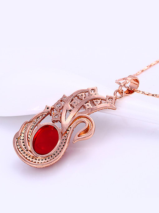XP Copper Alloy Rose Gold Plated Creative Swan Zircon Necklace 1