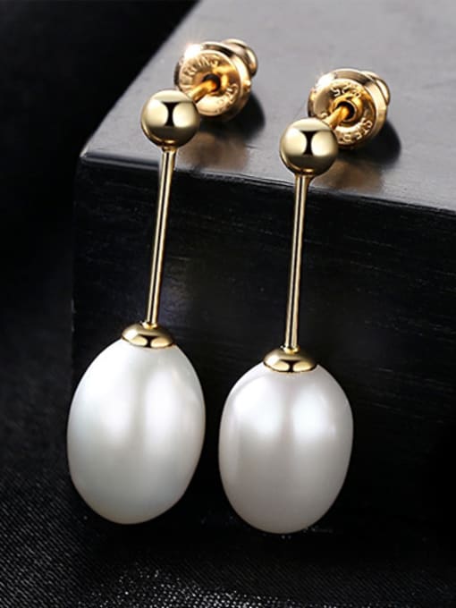 White Sterling Silver minimalist 8-9mm Freshwater Pearl Earrings