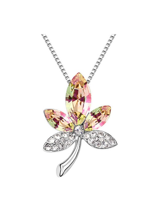 QIANZI Fashion Maple Leaf austrian Crystals Alloy Necklace 0