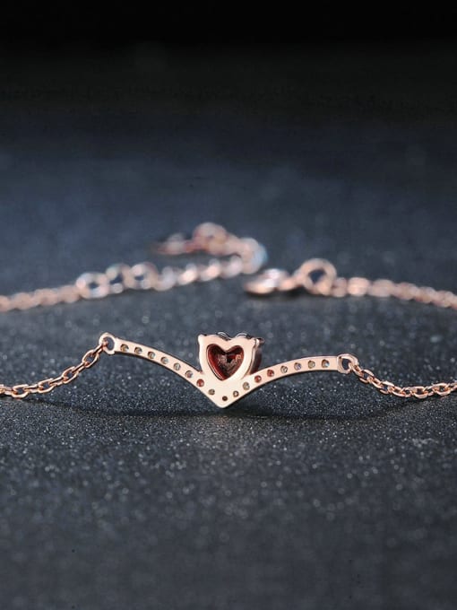 ZK Exquisite Heart-shape Rose Gold Plated Bracelet 3