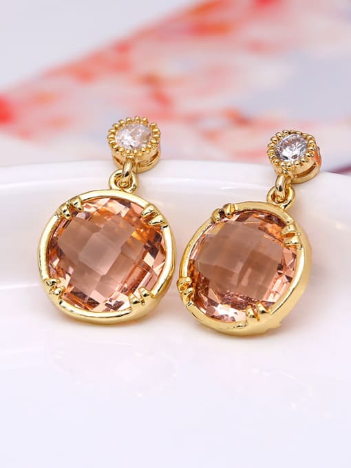 Lang Tony Women Exquisite Round Shaped Glass Earrings 1