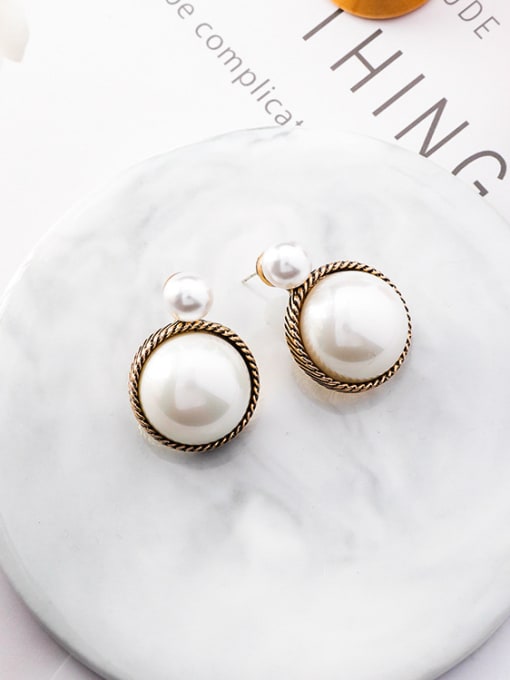 Girlhood Alloy With Antique Copper Plated Vintage Round Stud Earrings 0