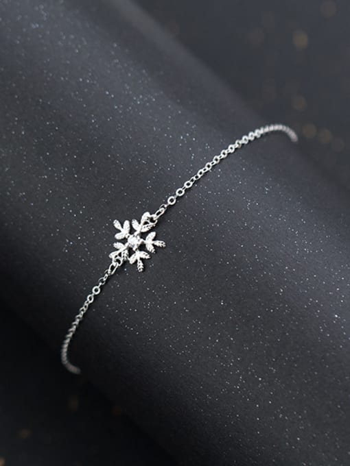 Rosh Trendy Snowflake Shaped Rhinestones S925 Silver Foot Jewelry 0