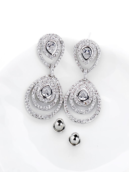 BLING SU copper   With Platinum Plated Delicate Water Drop Drop Earrings 2