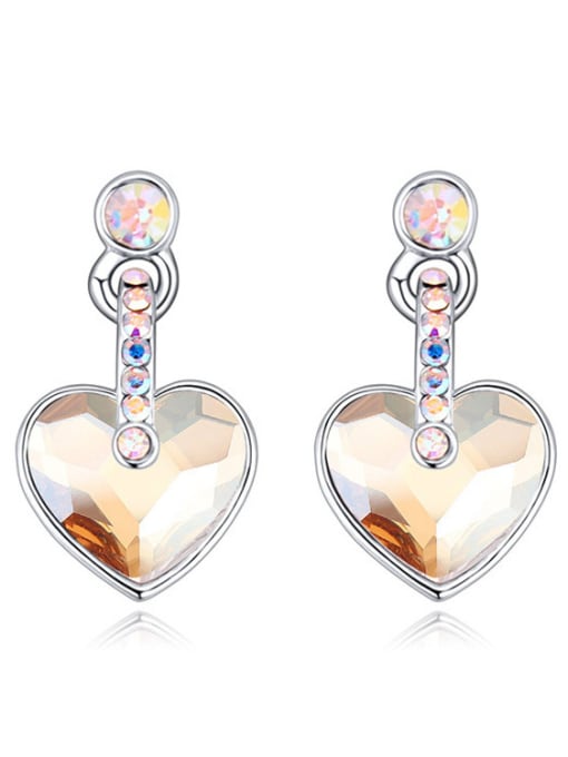 QIANZI Fashion Heart shaped austrian Crystal Alloy Stud Earrings 1