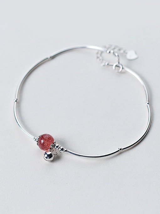 Rosh Fresh Red Round Shaped Crystal S925 Silver Ankle