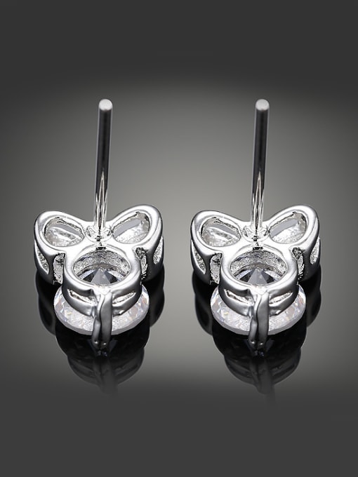 Wei Jia Simple Little Bowknot AAA Zircon Copper Stud Earrings 2