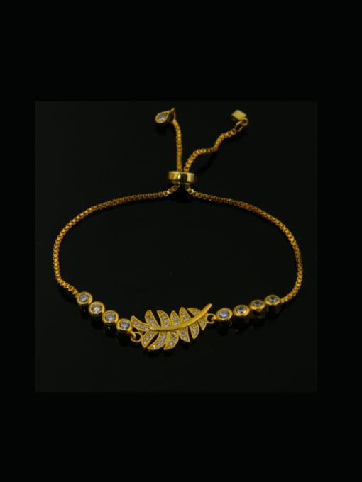 Golden Leave-shape Stretch Bracelet