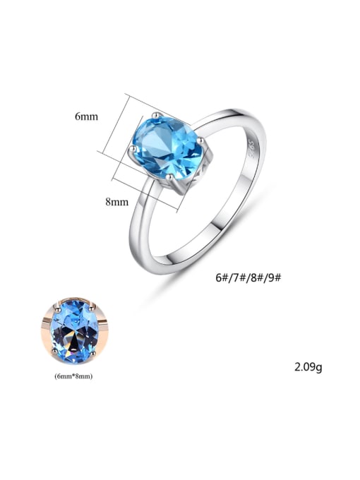CCUI Sterling silver sky blue semi-precious stones minimalist ring 3
