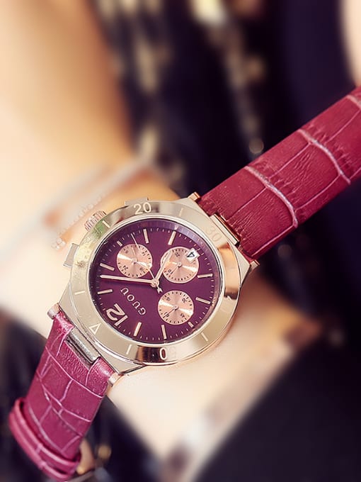 purple GUOU Brand Fashion Chronograph Mechanical Watch
