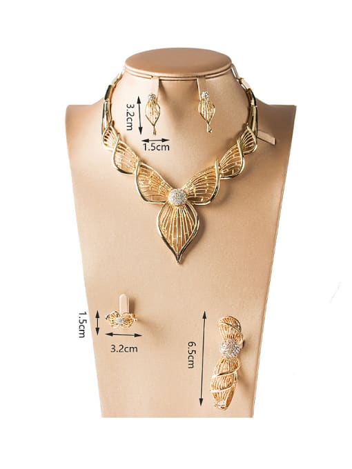 Lan Fu Fashion Rhinestones Colorfast Four Pieces Jewelry Set 2