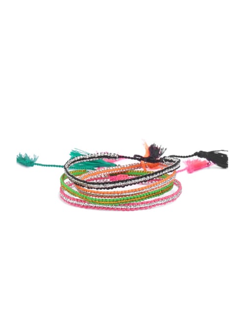 handmade Handmade Woven Rope Glass Beads Colorful Bracelet 2