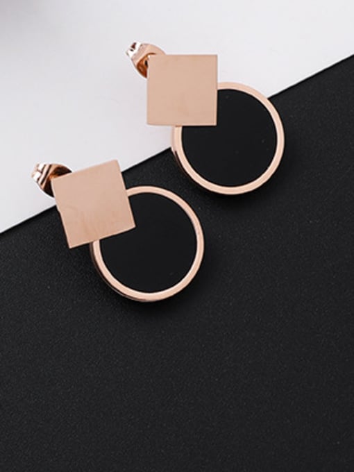 Girlhood Stainless Steel With Rose Gold Plated Personality Geometric Stud Earrings 2