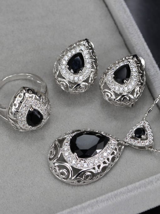 Black Ring 7 Yards Retro Wedding Accessories Color Jewelry Set