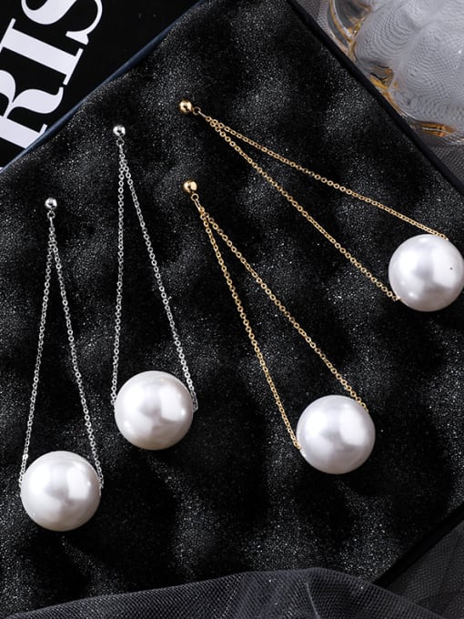 Girlhood Alloy With Rose Gold Plated Fashion Fringe  Artificial Pearl Threader Earrings