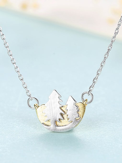 sliver 925 Sterling Silver With Two-color Plated Personality  Christmas tree  Necklaces