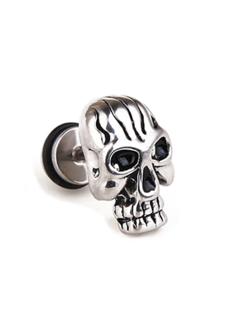 Steel color Stainless Steel With Gold Plated Personality Skull Stud Earrings