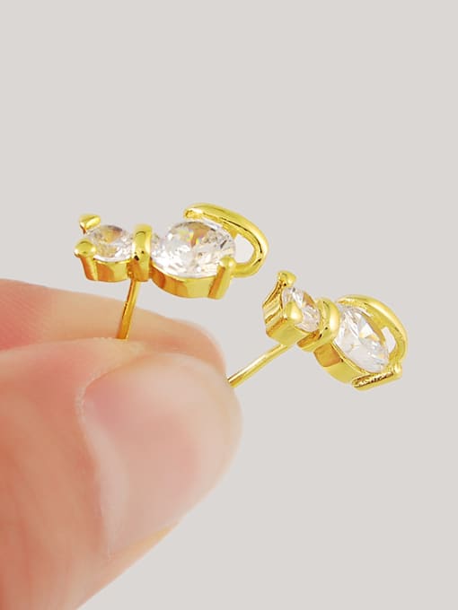 Yi Heng Da Creative 24K Gold Plated Animal Rhinestone Stud Earrings 2