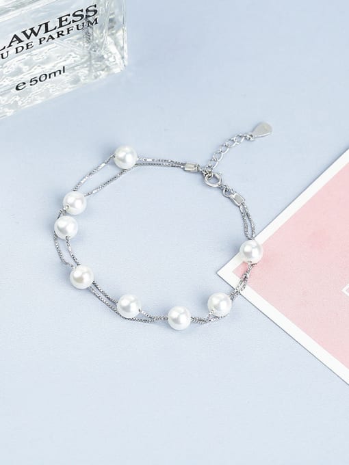 White 2018 Women 925 Silver Pearl Bracelet