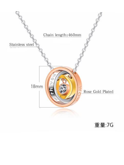 Open Sky Stainless Steel With Rose Gold Plated Fashion Three rings interlocking Necklaces 2