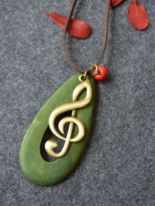 Green Women Vintage Note Shaped Necklace