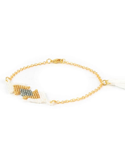 HB544-F Retro Style Colorful Glass Beads Handmade Bracelet