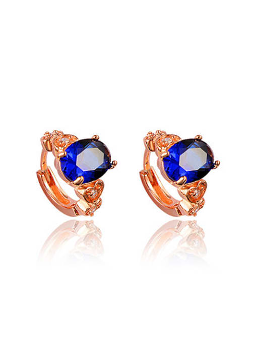 SANTIAGO Blue Rose Gold Plated Rose Gold Plated Zircon Clip Earrings
