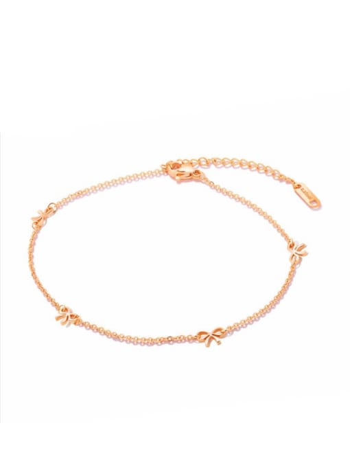 Open Sky Stainless Steel With Rose Gold Plated Cute Bowknot Anklets 0