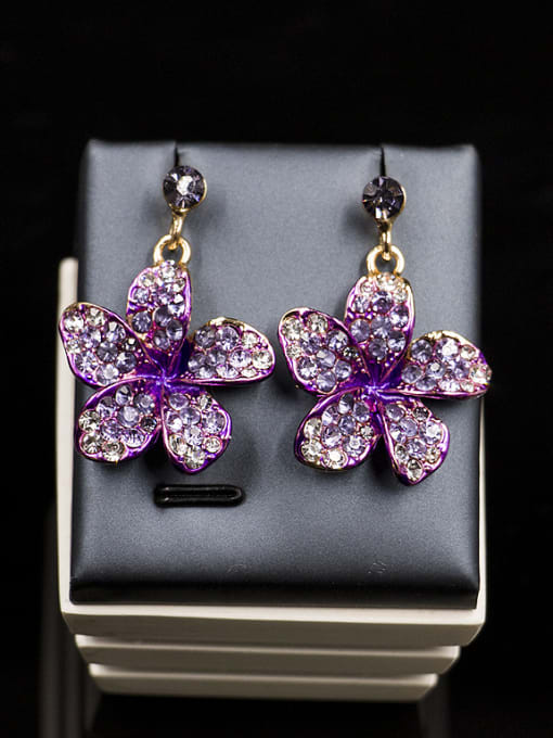 Lan Fu Flower Glass Rhinestones Two Pieces Jewelry Set 2