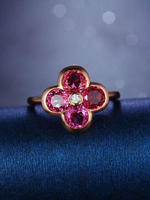 Deli Rose Gold Plated Garnet Gemstones Flowery Statement Ring 1