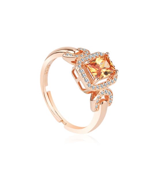 Orange S925 Silver Rose Gold Zircon Engagement Ring