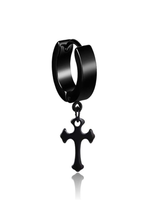 Section 3 Cross Black Stainless Steel With Black Gun Plated Trendy Cross Clip On Earrings